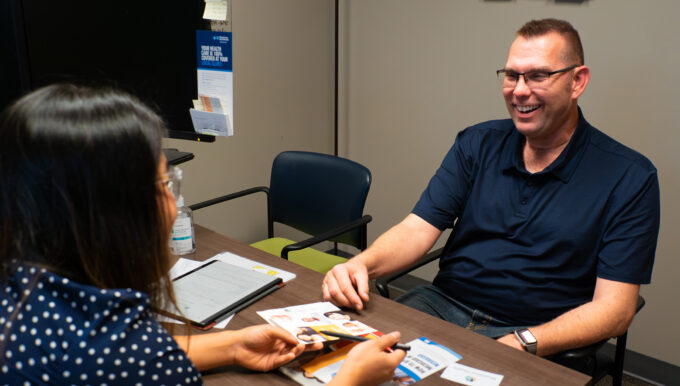 Bluestem Health patient talking in clinic